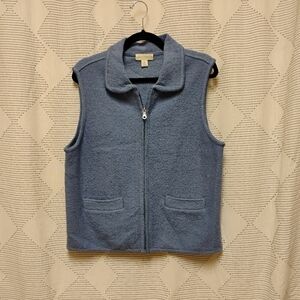 Appleseed's Blue Sleeveless Jacket Vest 100% Wool Size Medium